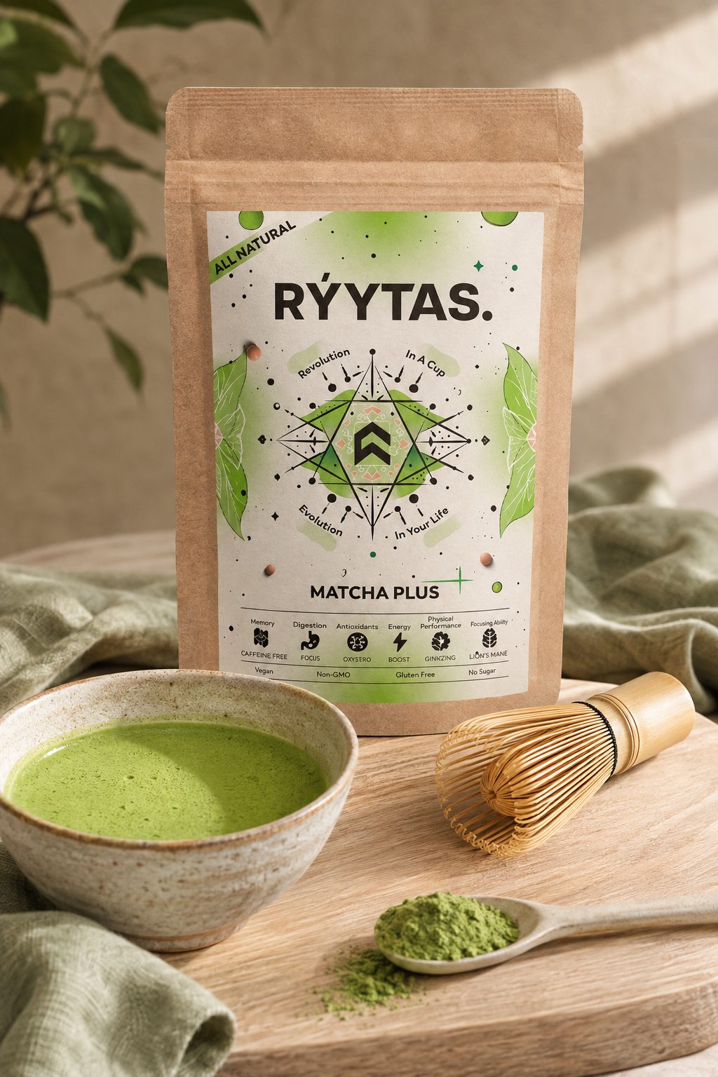 RÝYTAS. Matcha Plus mushroom tea